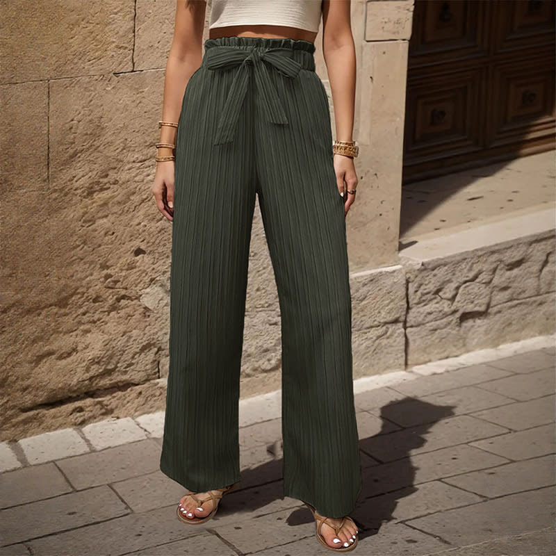 Tied Lotus Leaf Elastic Trousers view 4