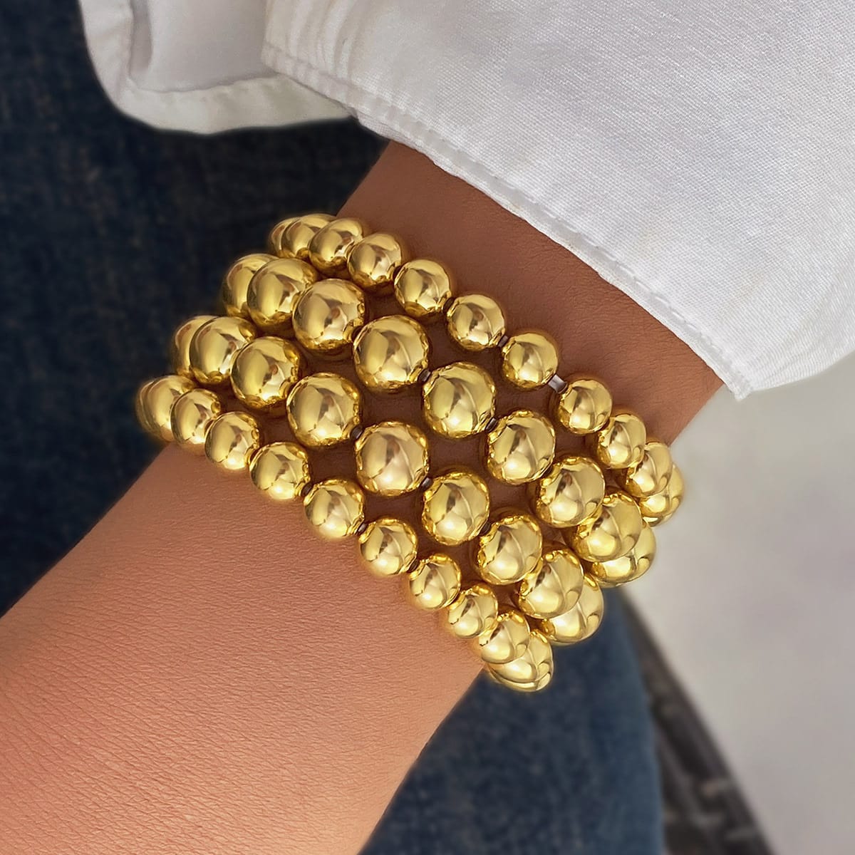 Punk Exaggerated Round Beads Chain Multi-layer Bracelet view 8
