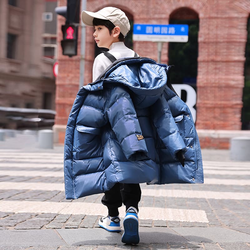 Down Jacket Boy's Long Overfashionable Knee Western Style view 4