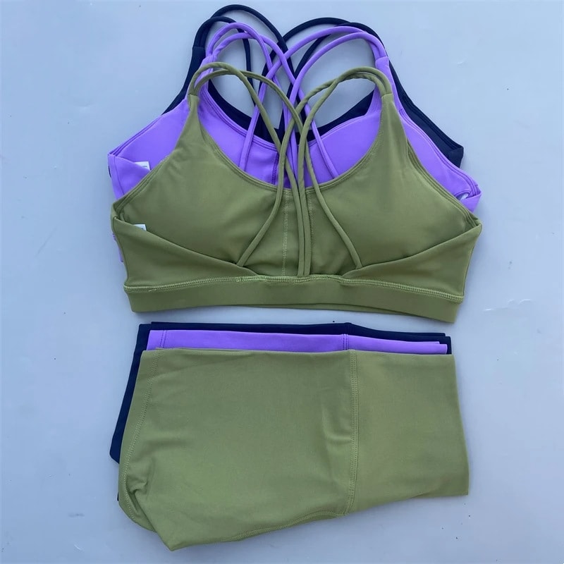 Solid Color Women's Tight Yoga Cycling Shorts Underwear Suit view 13