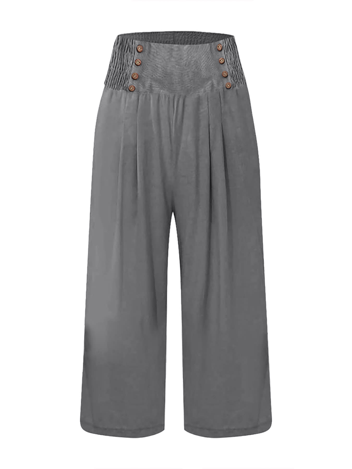 Women's Cotton And Linen Solid Color Buttons Loose Casual Cropped Pants view 29