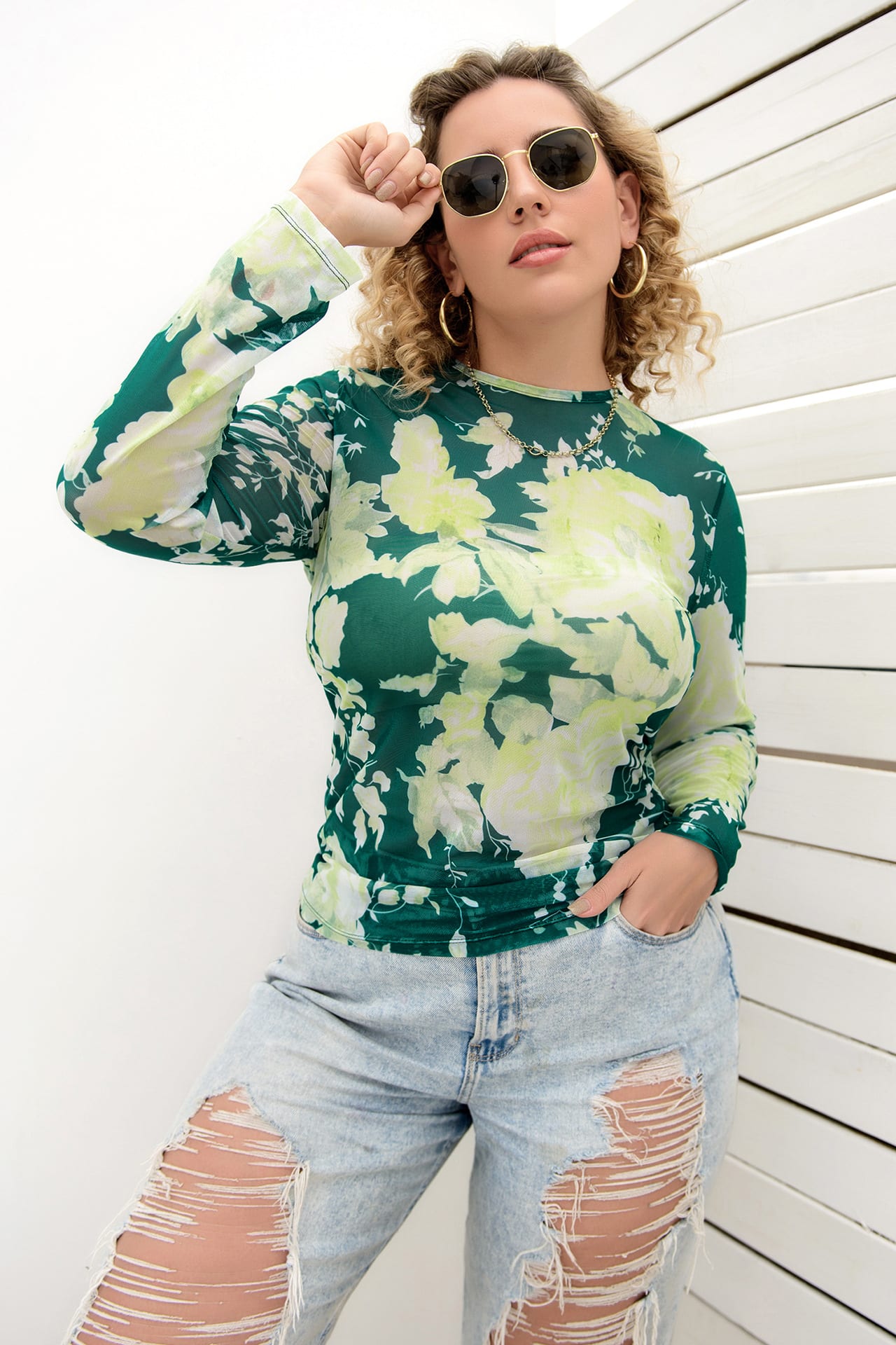 Foreign Trade Tie-dyed Printed Slim Cover Belly Top view 5