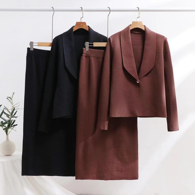 Simon Lerner Knitted Two-piece Dignified Goddess Commute Suit