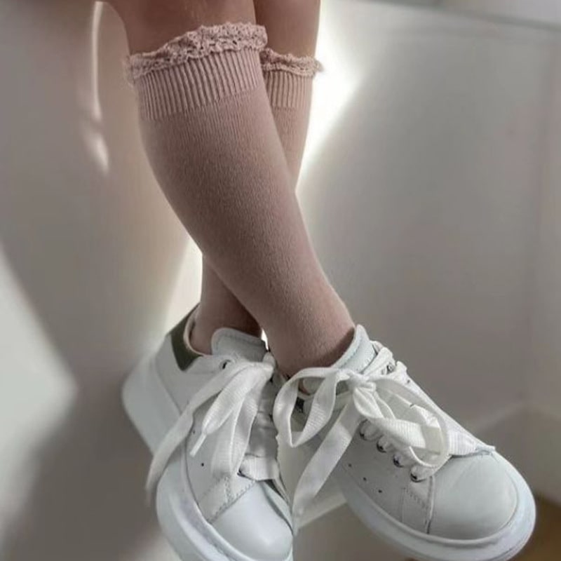 Mid-calf Lace Combed Cotton Baby Socks view 14