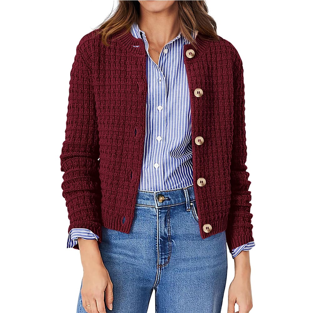 Women's Solid Color Commute Knitted Cardigan Casual Sweater Coat view 1