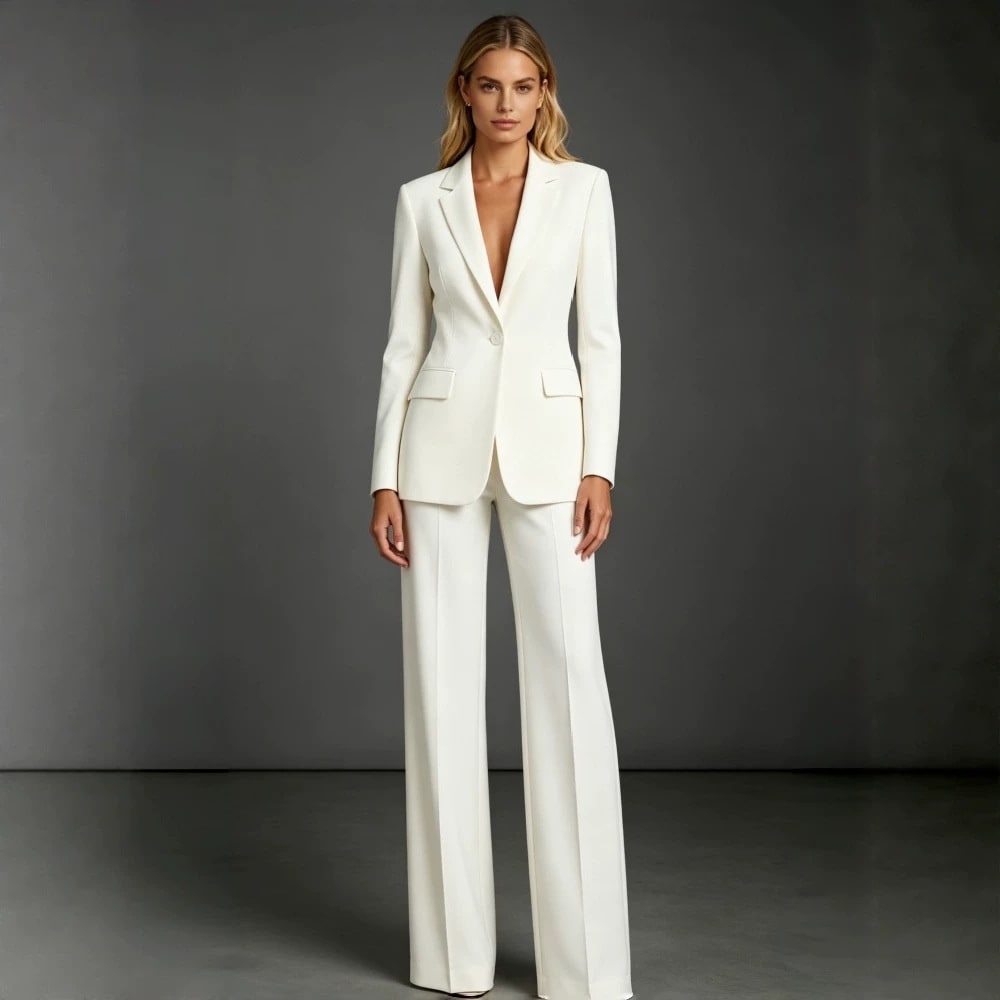 Women's Casual Suit Set - Slim Fit Blazer and Dress Pants Two Piece Office Outfit view 5