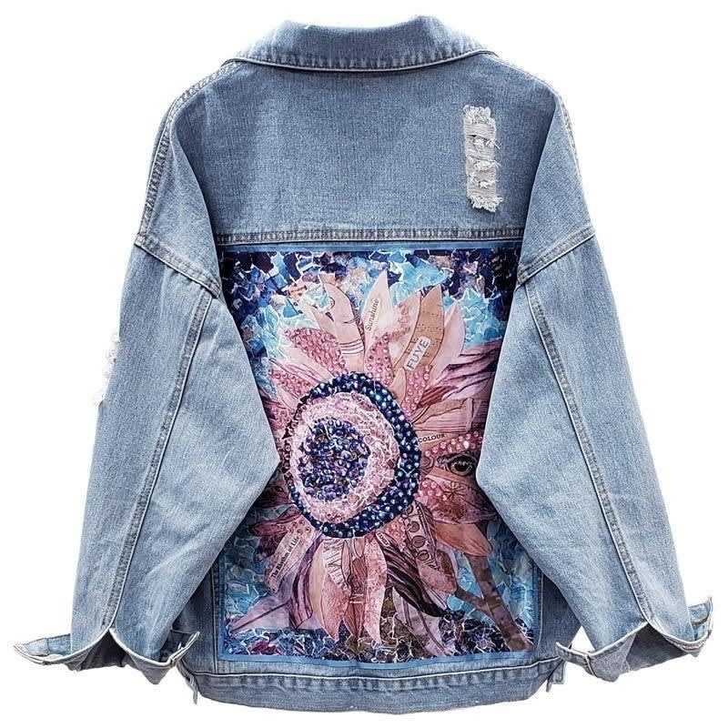 Loose Korean Style Jacket Heavy Industry Ripped Denim view 3