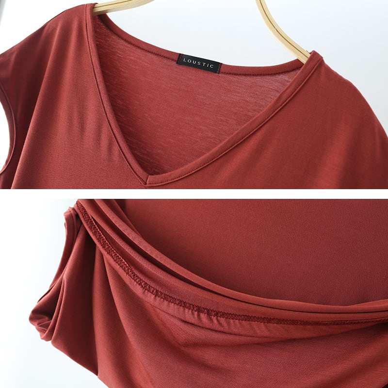 Solid Color And V-neck Sleeveless Loose Women's T-shirt Casual Bottoming Shirt Inner Wear Blouse view 8