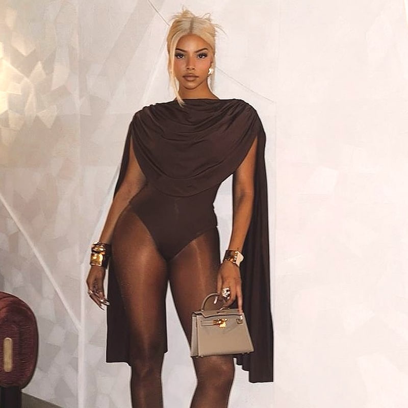 Slim Fit Swing Collar Bottoming Top Long Sleeve Jumpsuit view 3