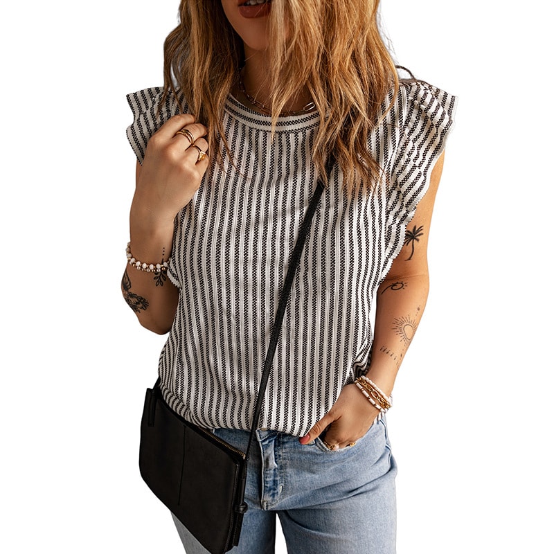 Shiying Ruffled Sleeveless Outer Wear Women's Top Slim Pullover Vest view 4
