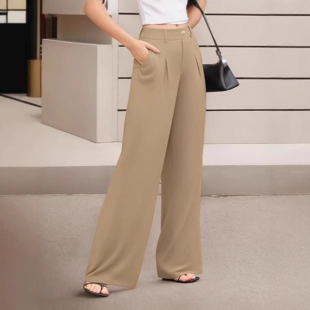 Women's Wide-leg Pants High Waist Stretch view 3