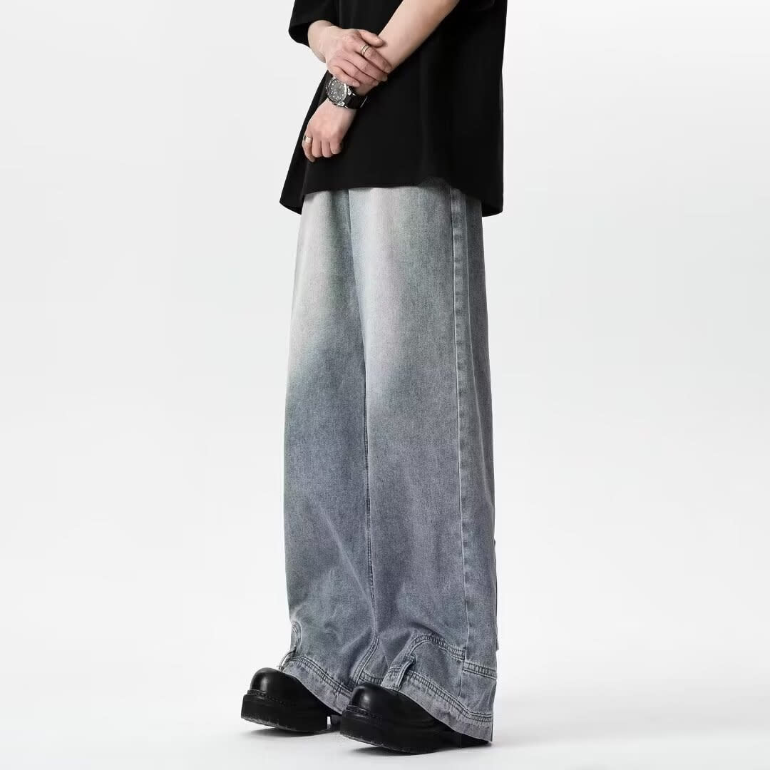 Waist Of Trousers Flip-down Wide Leg Straight Jeans view 6