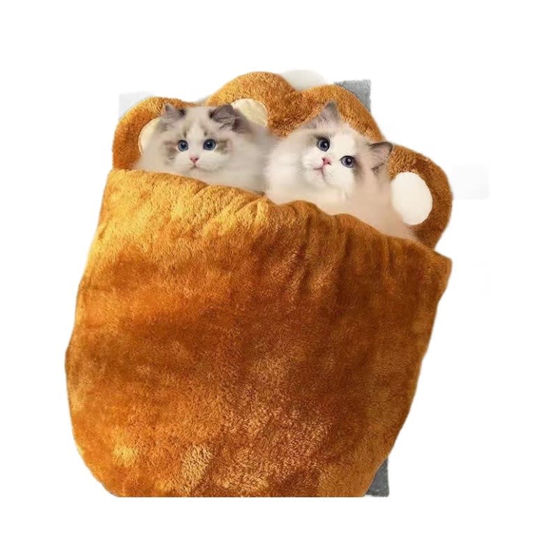 Winter Warm Cute Bear Paw Cat Bed Thickened House Semi-closed Cat Nest Large Space Washed Sleeping Bag Dog Pet Bed Pets Products view 5