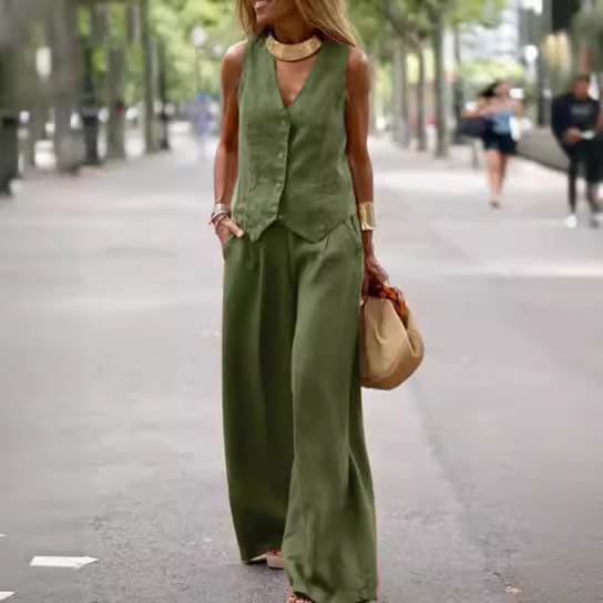 Casual Women's Solid Color Fashion Sets Of Vest Trousers Suit view 20