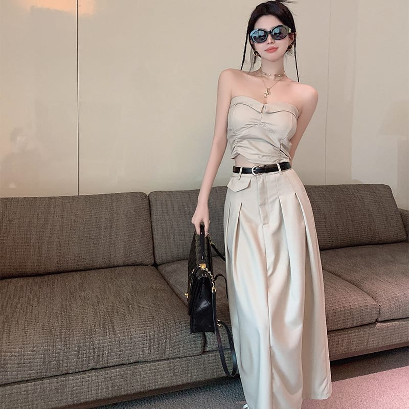Women's Design Sense Slimming High Waist With Belt Long Skirt Tube Top Two-piece Set view 9