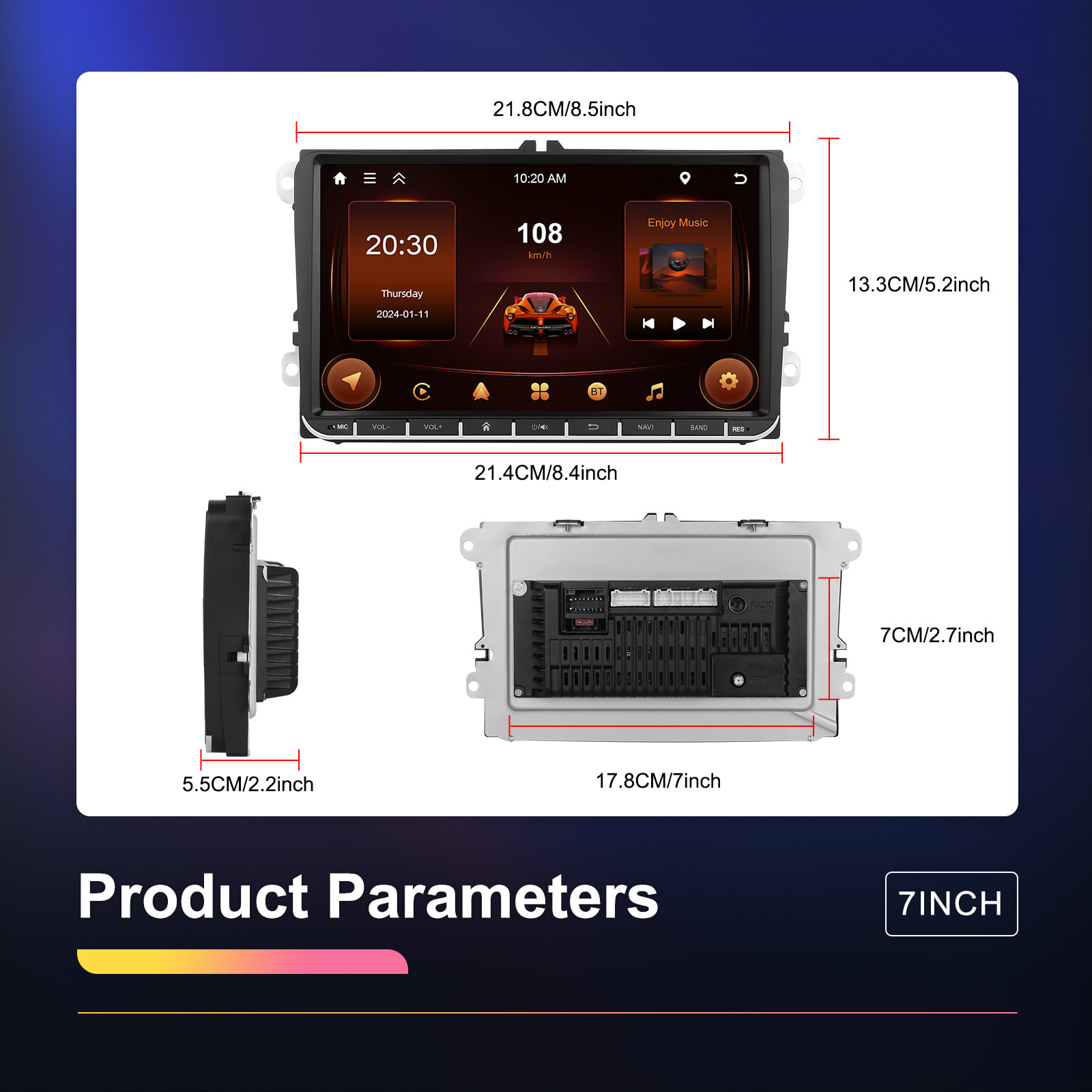 Vehicle Navigation Player 2 64 Central Control Reversing Carplay Car Central Control All-in-one Machine view 4