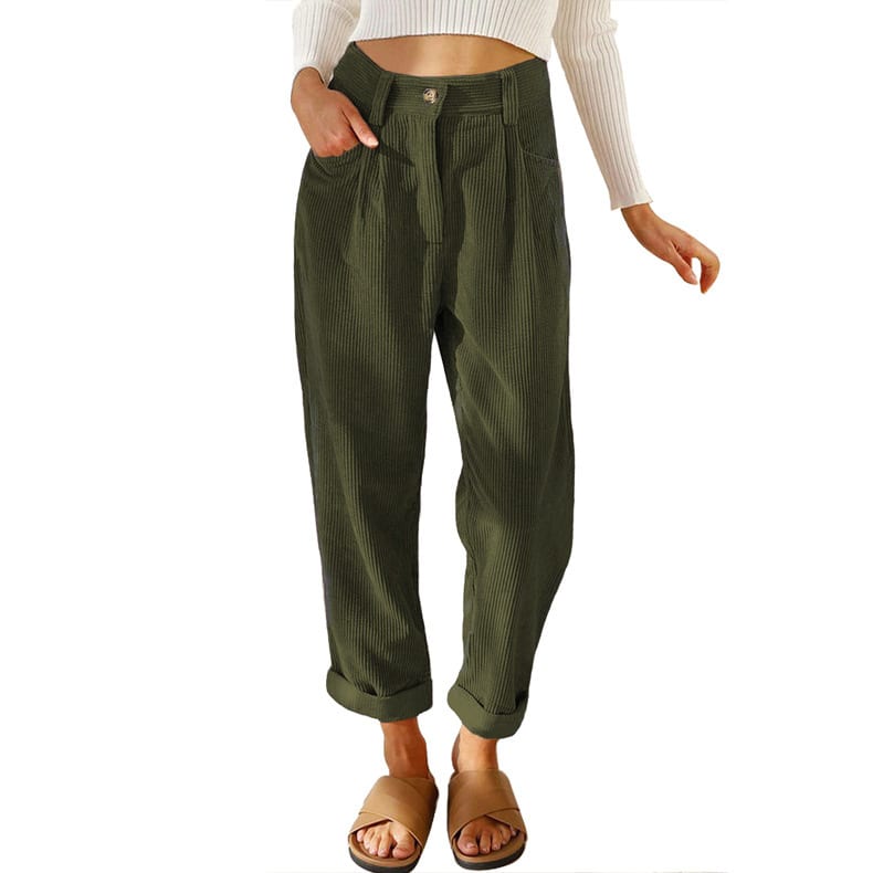 Baggy Corduroy Straight Pants Oversized Spodnie Elegant Trousers New Broek Women Causal Spring Fall High Wasit Pantalones view 5