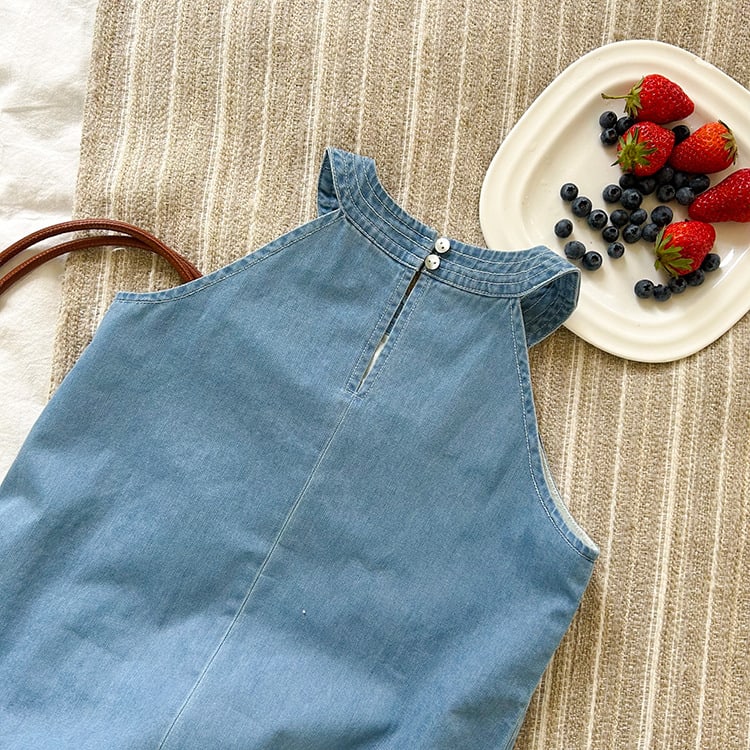 Medium And Large Girls Halter Denim Skirt Fashionable Sleeveless view 22