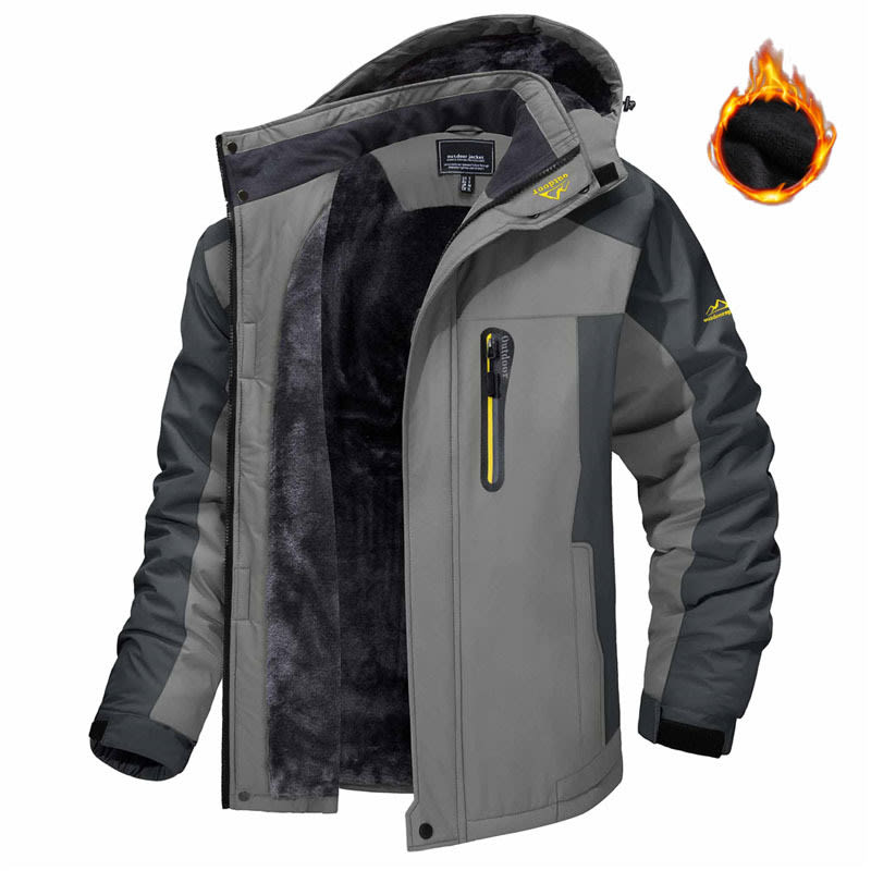 Winter Hooded Jacket Fashion Casual Warm Fleece Coat Windproof Rainproof Parka Windbreaker Men's Top view 6