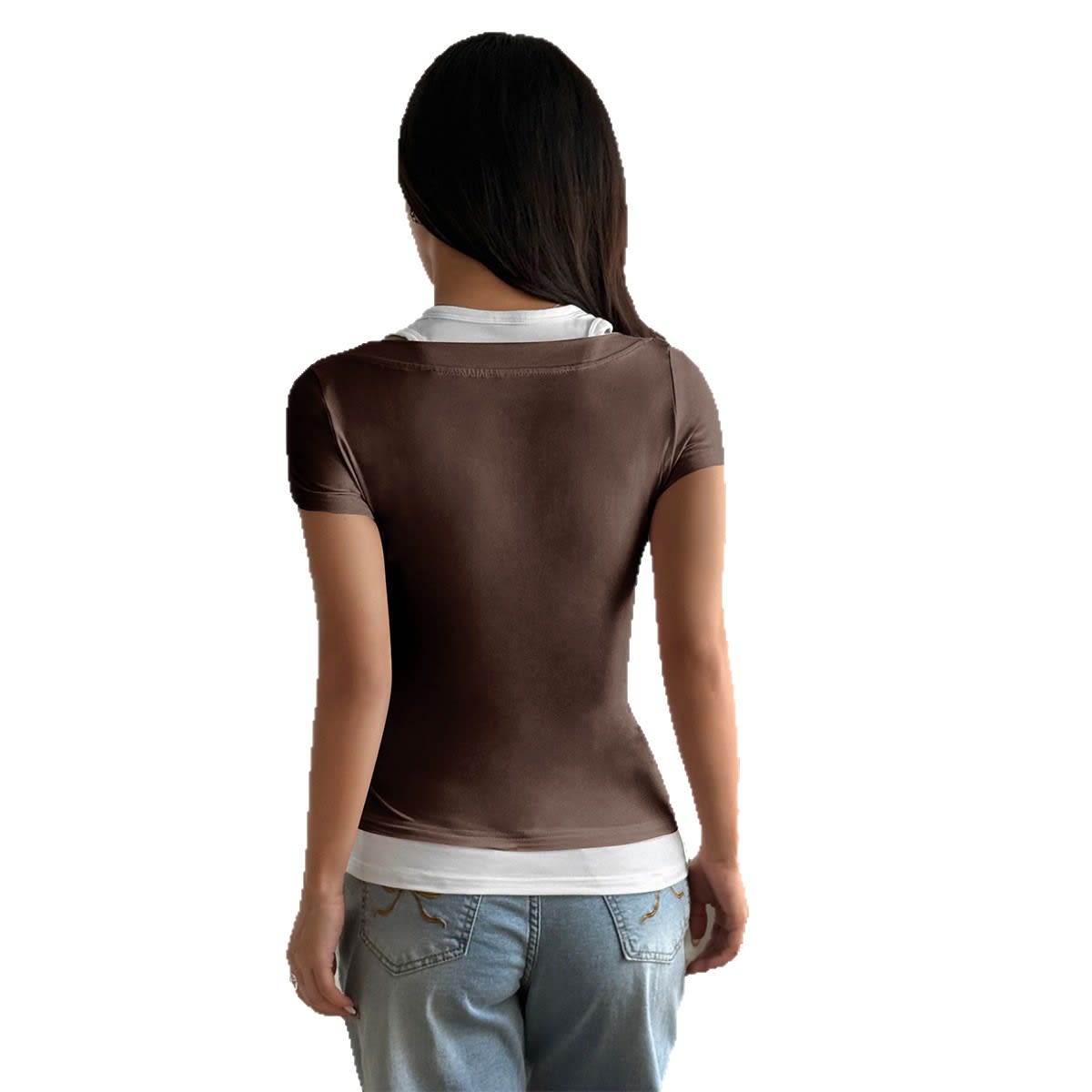 Button Slim Fit Short Sleeve Vest Women's T-shirt view 4