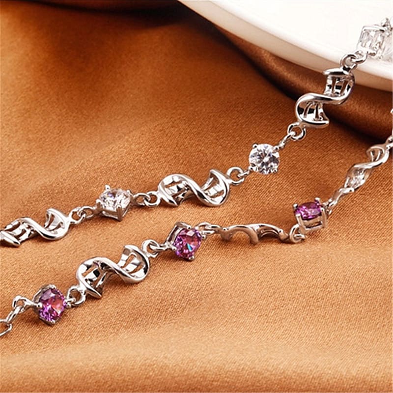 Red Bean Amethyst White Gold Plated 8-shaped Bracelet view 4