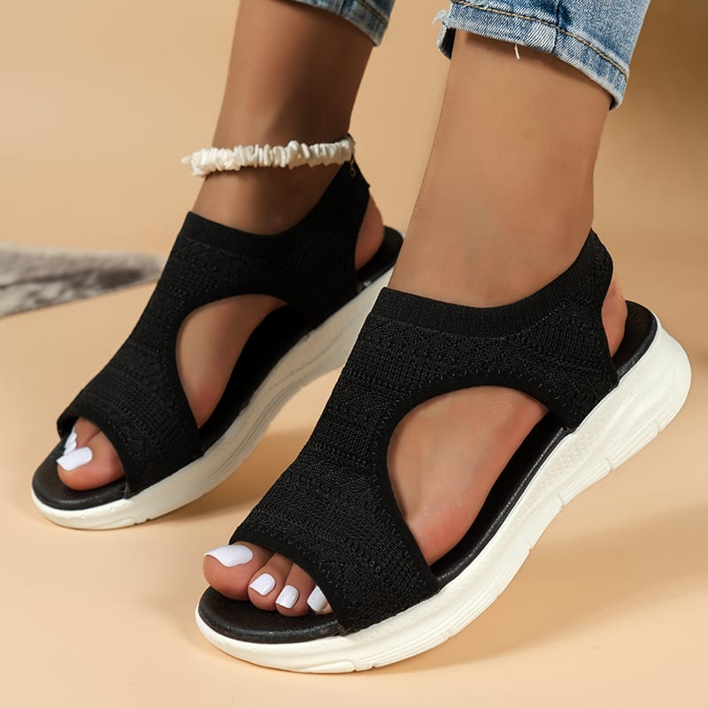 Women's Flyknit Sandals Hollow Peep-toe Roman Shoes view 23