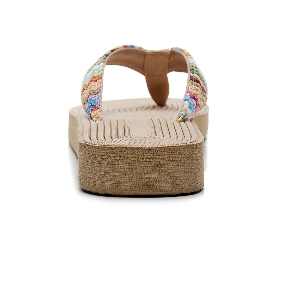 Women's PP Grass Imitation Woven Flip Flops Fashion Outerwear Wedge Beach Flip-flops Sandals view 12
