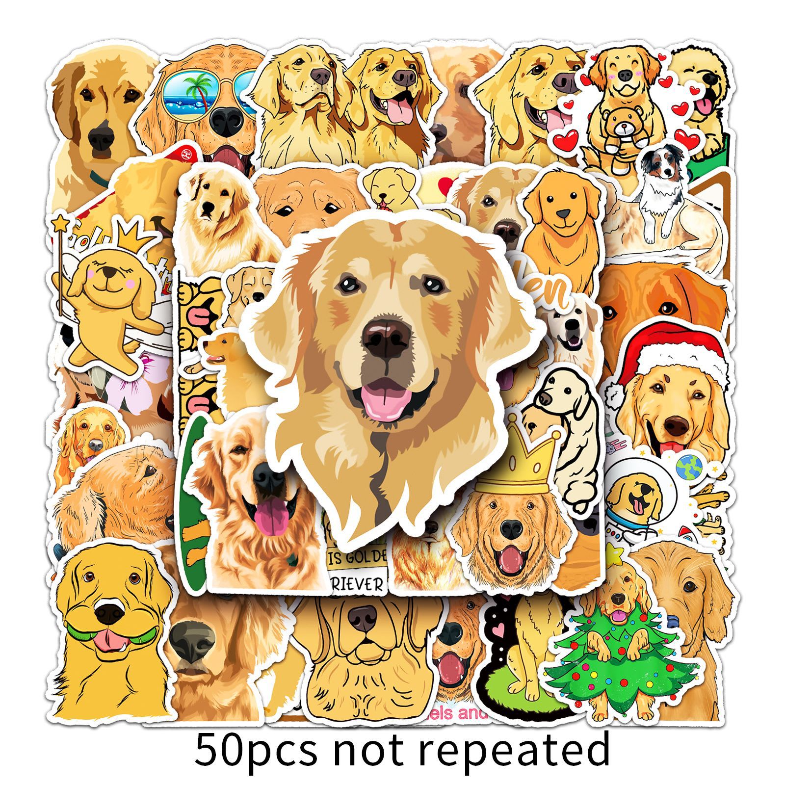 50 Sheets Waterproof Golden Retriever Graffiti Personalized Cartoon Animal DIY Stickers view 11