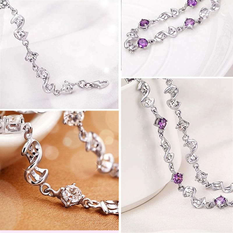 Red Bean Amethyst White Gold Plated 8-shaped Bracelet view 3