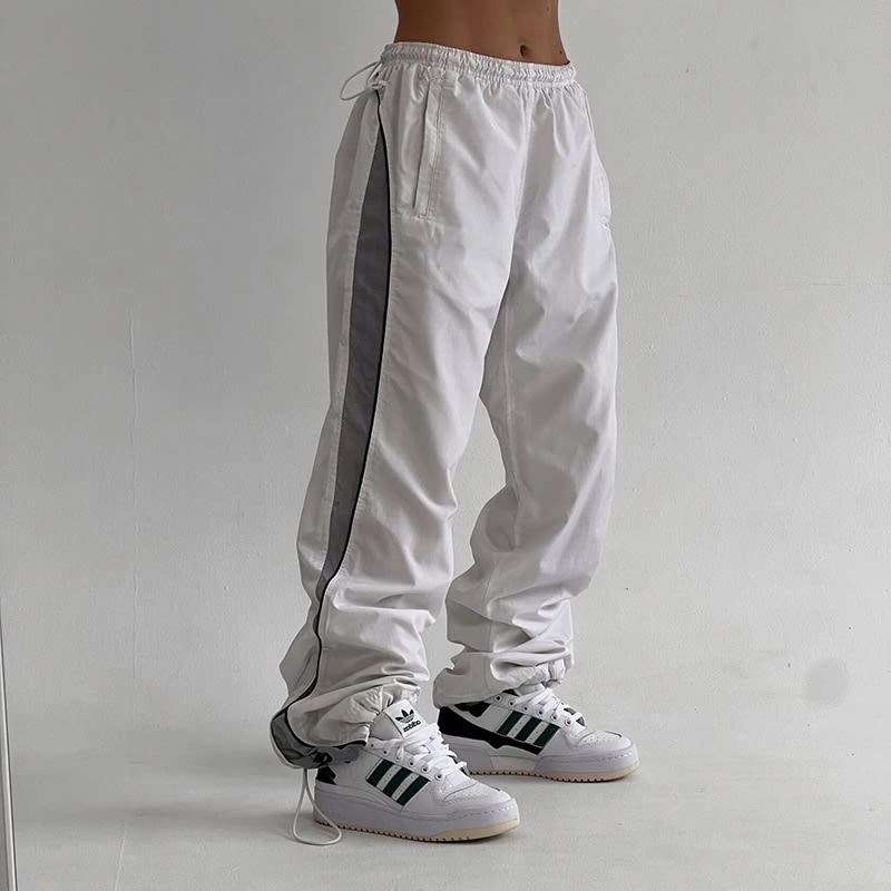 American Street Style Stitching Lightweight Woven Pants Low Waist Loose Casual Pants view 6