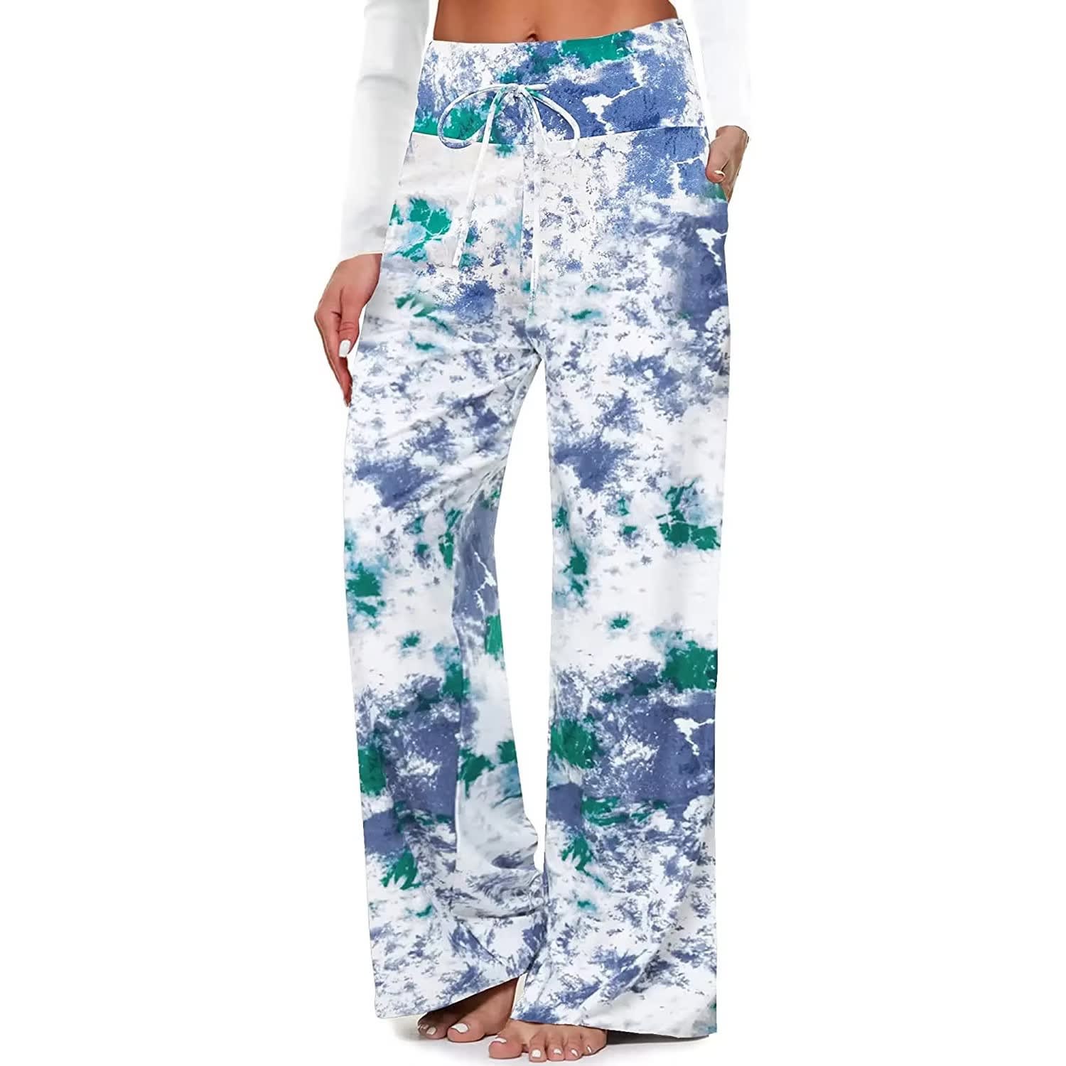 Women's Pajama Printed Wide-leg Pants High Waist view 4