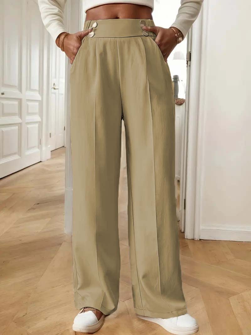 Straight-leg Pants Women's Special-interest Design Solid Color view 3