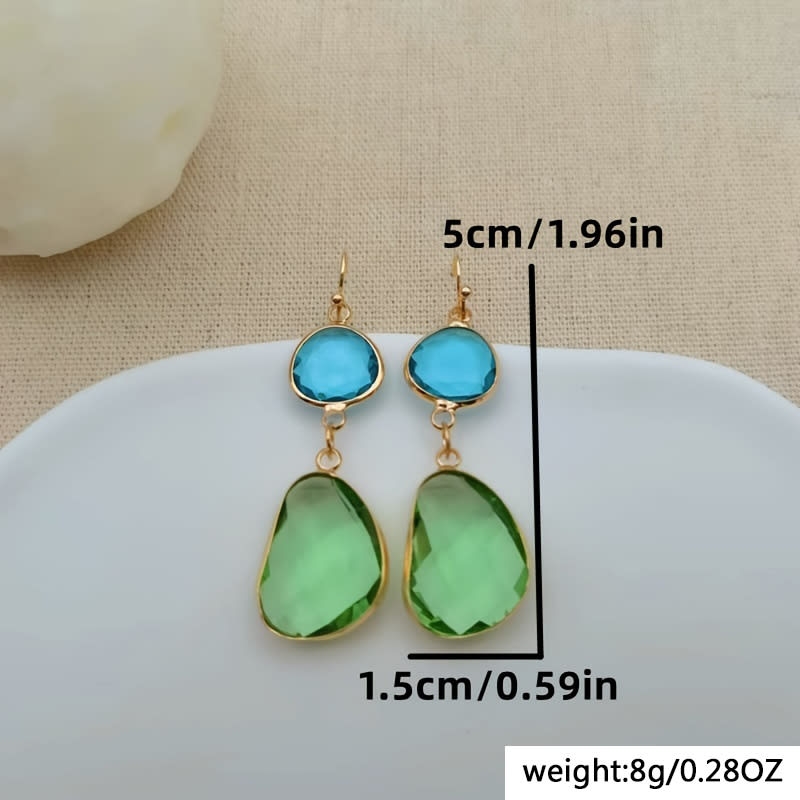 Irregular Resin Blue Vintage Green Earrings view 3
