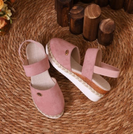 Hemp Rope Wedges Sandals Summer Lightweight Braided Closed Toe Elastic Band Shoes For Women view 6
