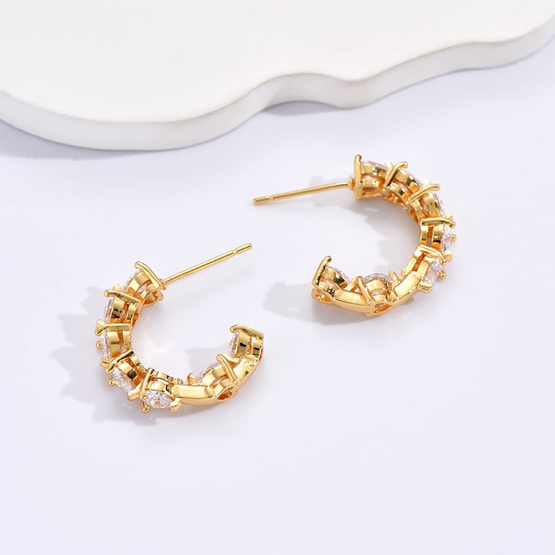 Ornament Simple Rhinestone Ear Clip Design C- Ring Earrings view 9