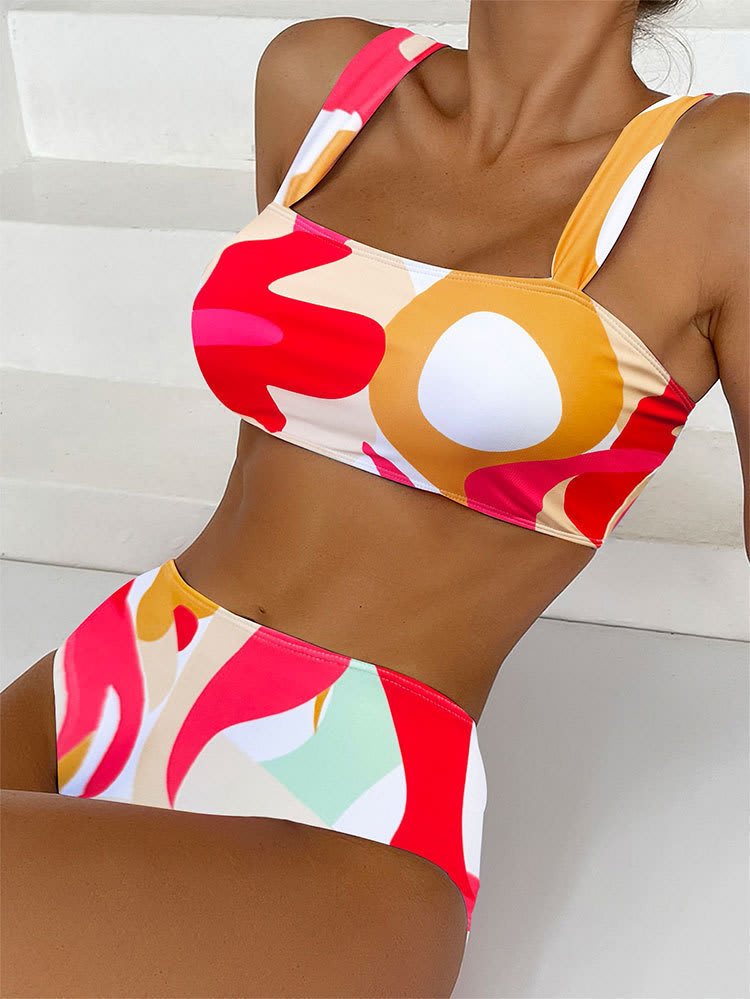 Swimsuit Tie-dye Tube Top High Waist Triangle Bikini For Women view 10