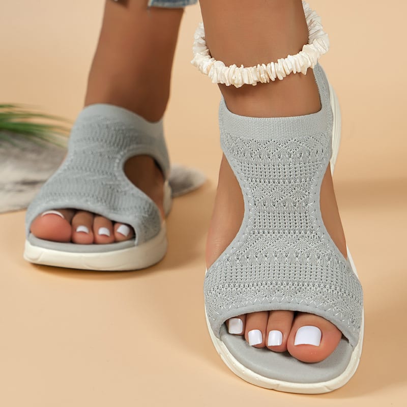 Women's Flyknit Sandals Hollow Peep-toe Roman Shoes view 12