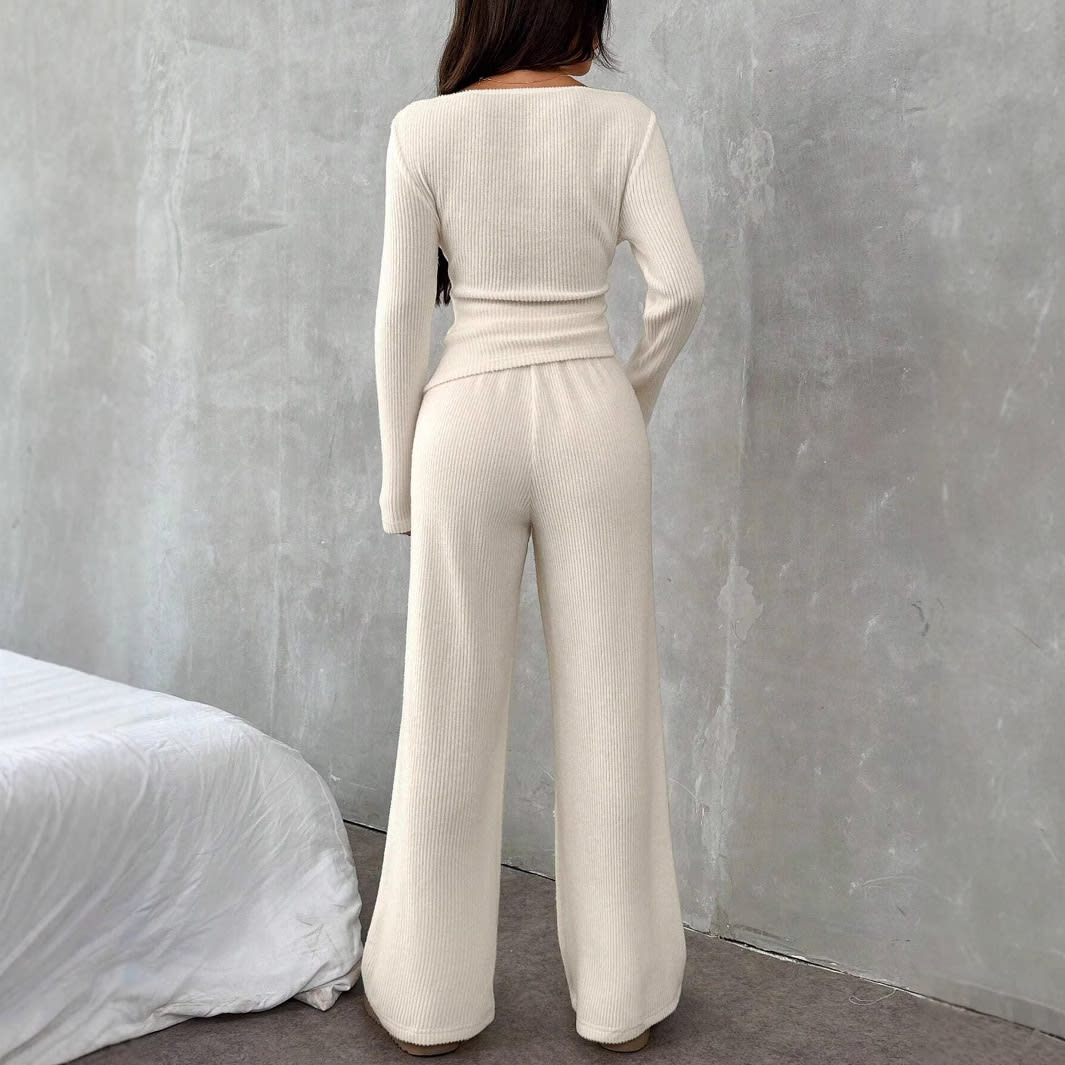 Casual Long Sleeve Straight-leg Pants Loose Temperament Suit
