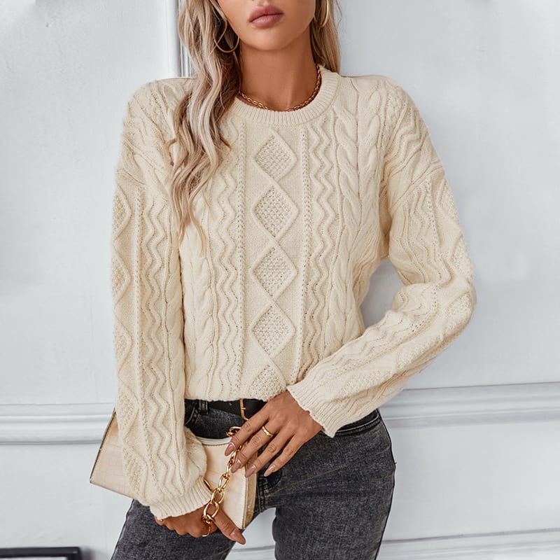 Women's Retro Loose Long-sleeved Sweater Top view 6
