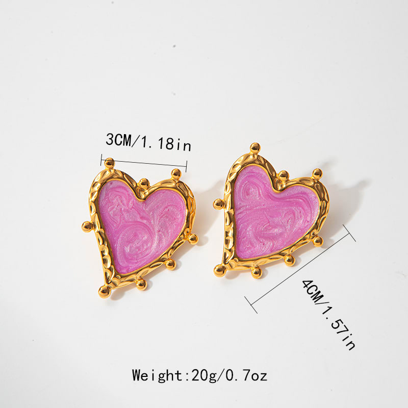 Sweet Magic Purple Love Stainless Steel Retro Fashion Ear Studs Girl Beautiful Love Jewelry Earrings For Women view 3