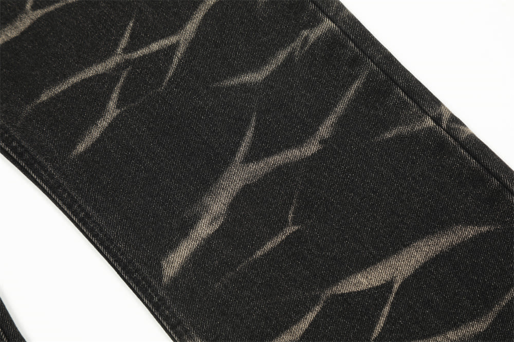 Tie-dyed Water Ripple Denim Trousers For Men view 5