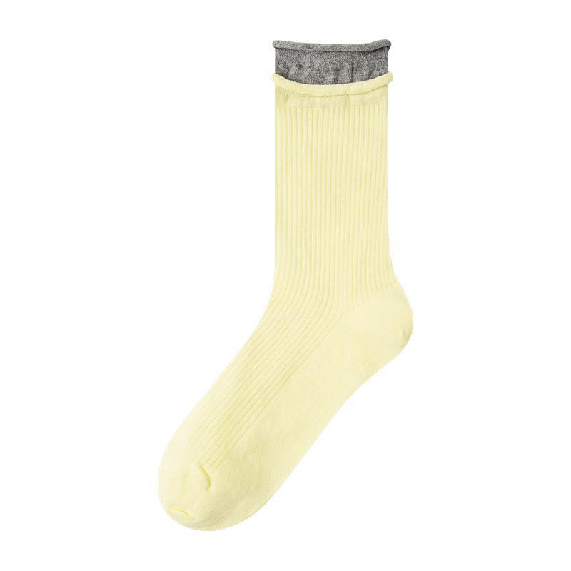 Contrast Color Double Screw Transparent Silk Cool Sunken Stripe Socks view 4