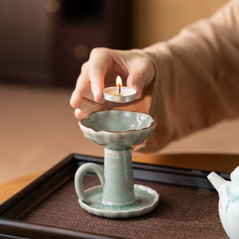 Chinese Retro Ceramic Zen Lotus Aromatherapy Candlestick view 4