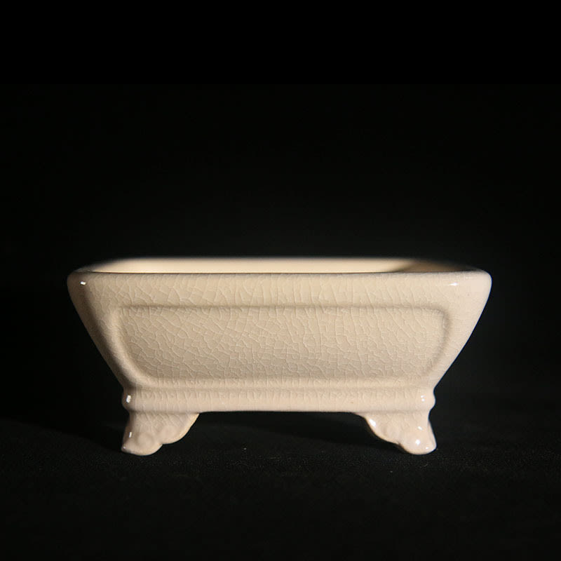 Purple Sand Flower Pot Ceramic Bonsai Pot Kui Noodles Small Manger Rectangular view 2