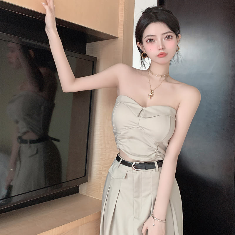 Women's Design Sense Slimming High Waist With Belt Long Skirt Tube Top Two-piece Set view 10