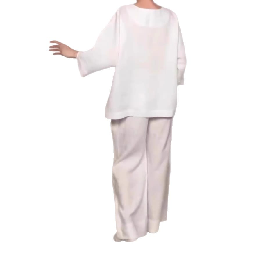 Solid Color Round Neck Long Sleeve Casual Top Straight-leg Pants Two-piece Set view 7