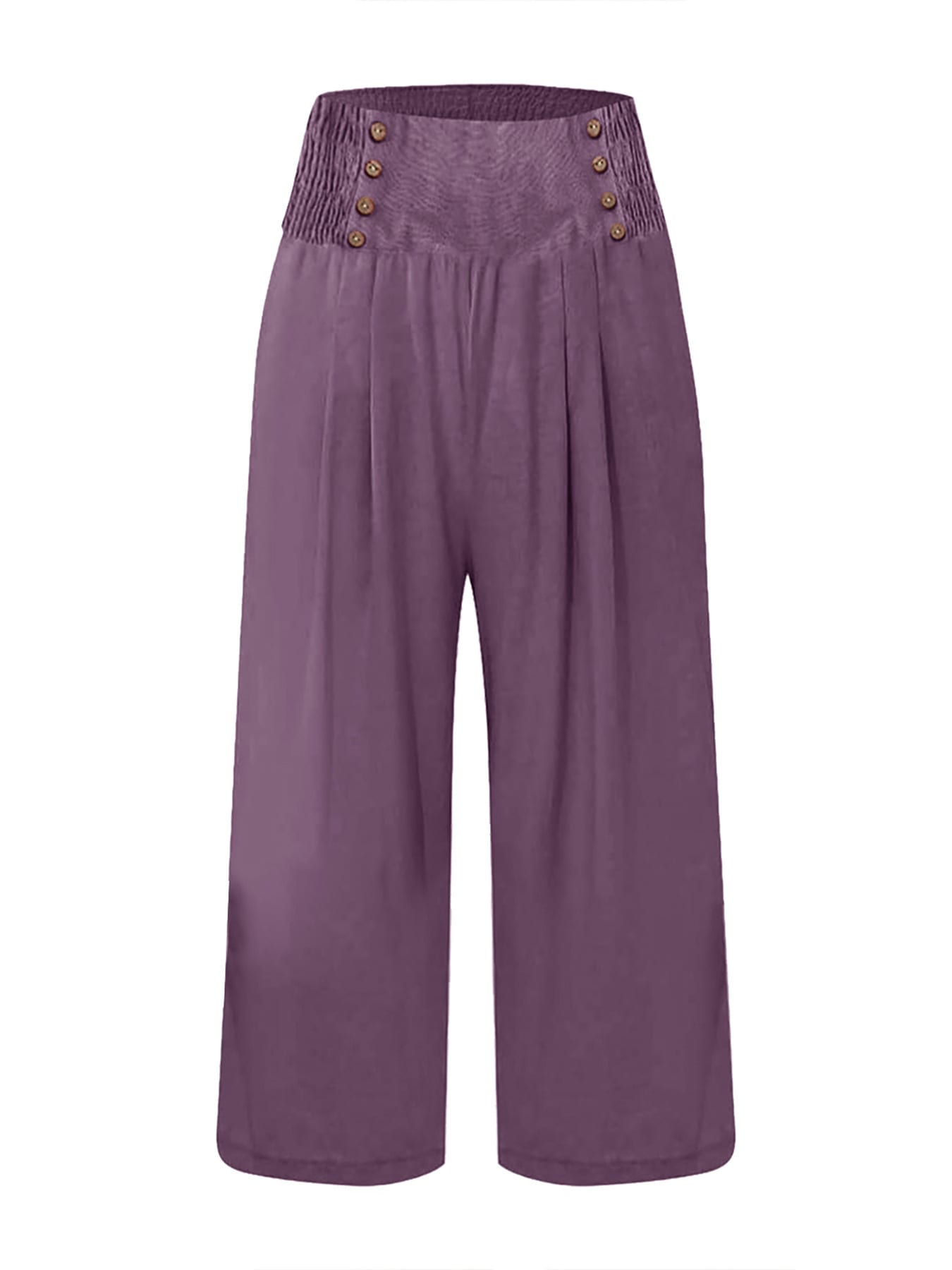 Women's Cotton And Linen Solid Color Buttons Loose Casual Cropped Pants view 23