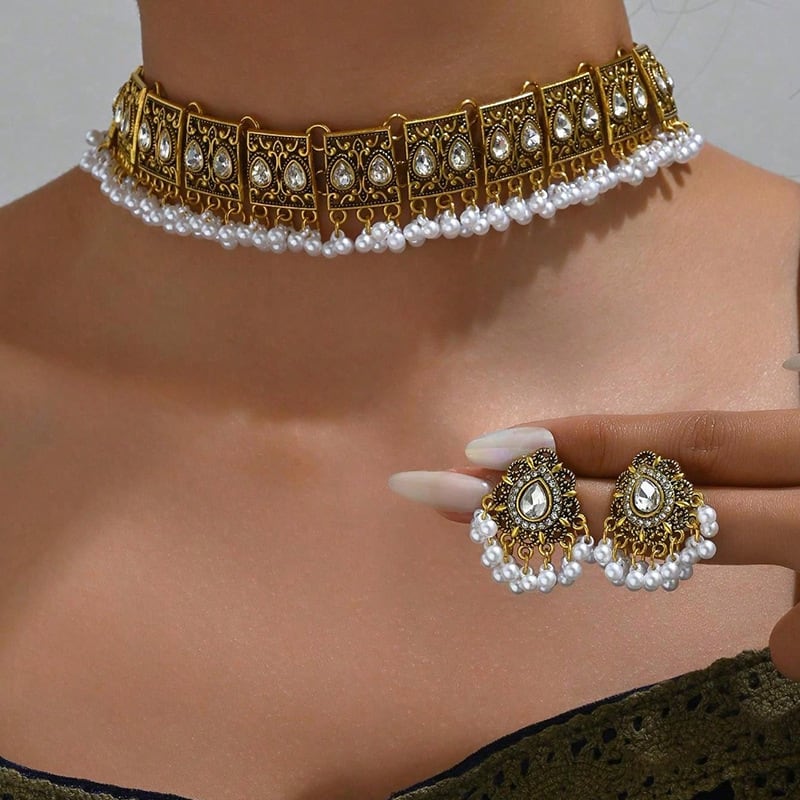 Vintage Peacock Wings Drop Ear Exaggerated Necklace Eardrop Jewelry Suit view 4