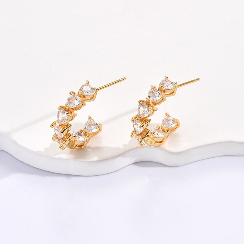 Ornament Simple Rhinestone Ear Clip Design C- Ring Earrings view 11