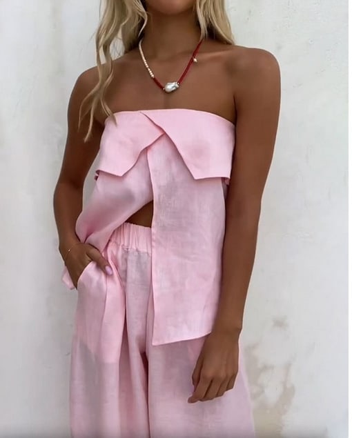 Women's Fashion Solid Color Cotton And Linen Suit view 8